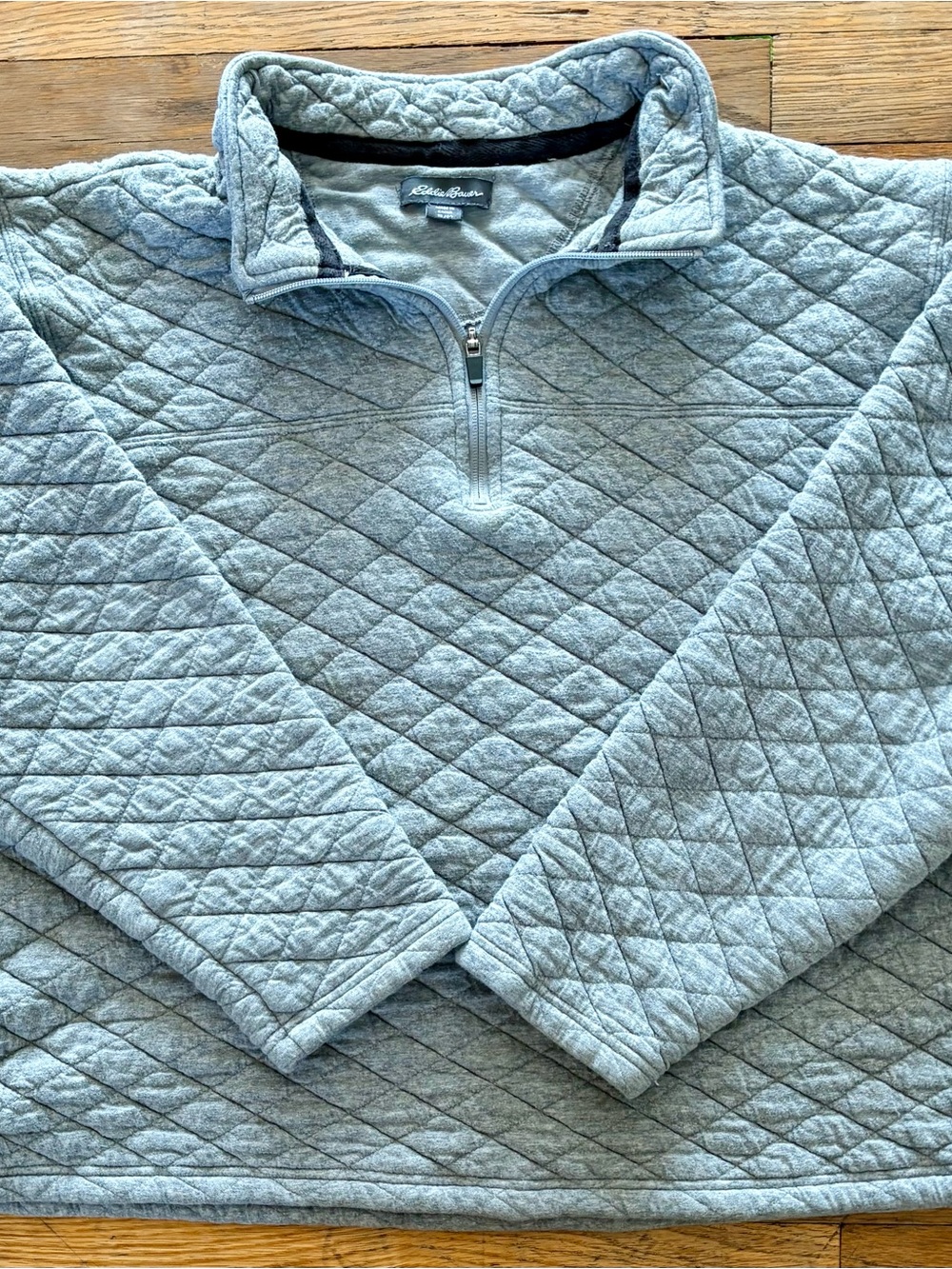 Eddie Bauer Cotton Blend Quilted Half-Zip Pullover - Light Gray Size XL